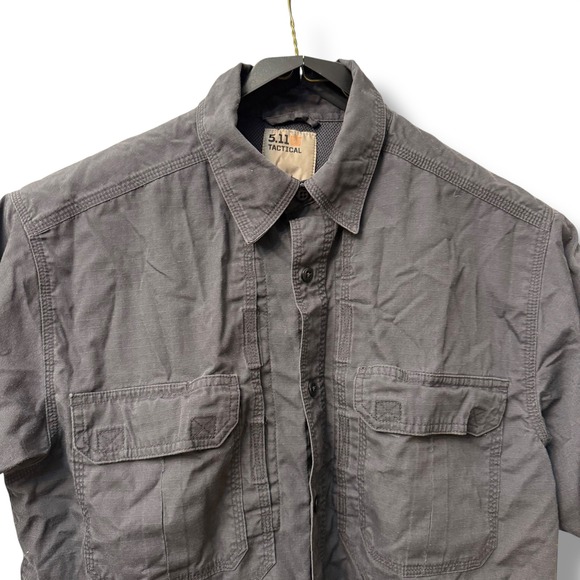 5.11 Tactical Mens‎ Short Sleeve Button Up Shirt Gray Regular Medium - Picture 8 of 13